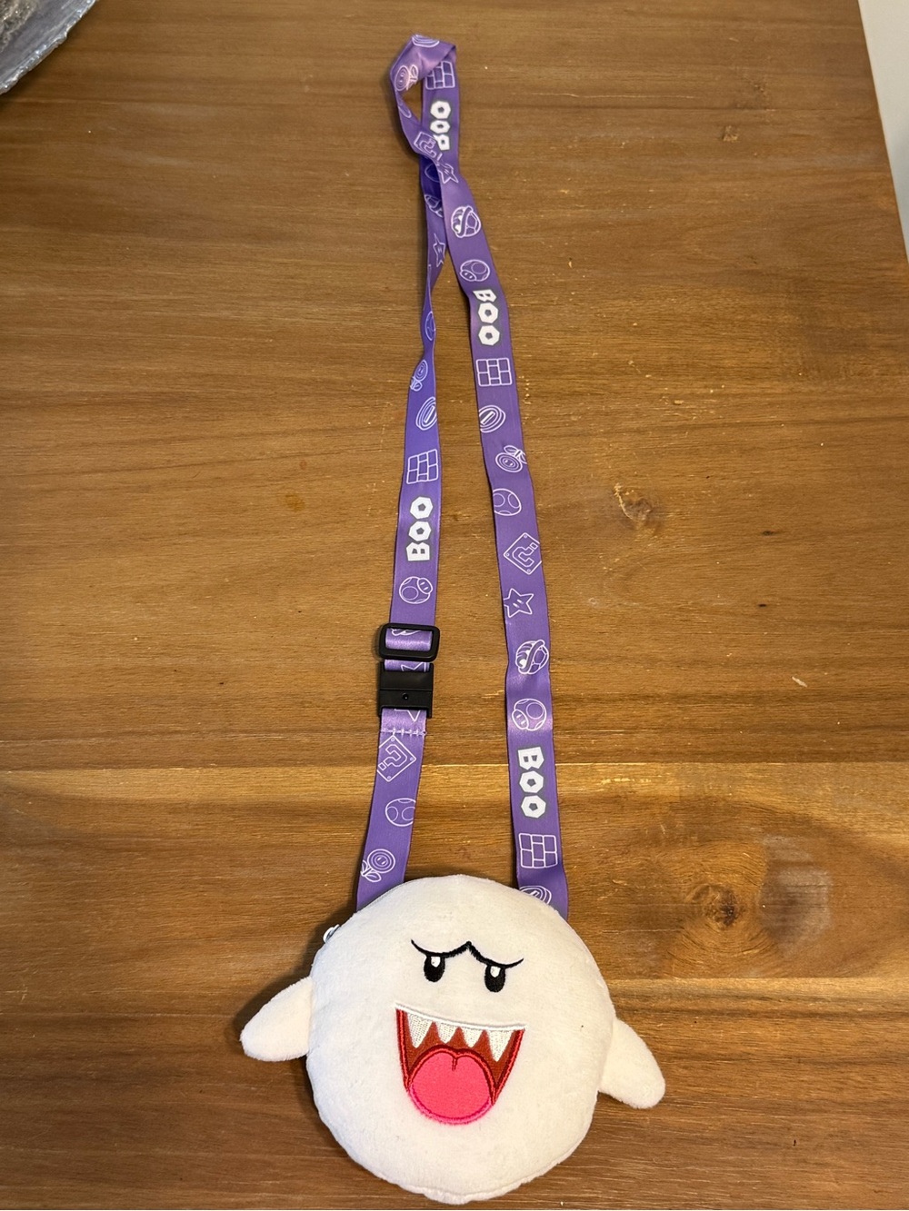Purple Boo Ghost Plush Crossbody Bag for Kids